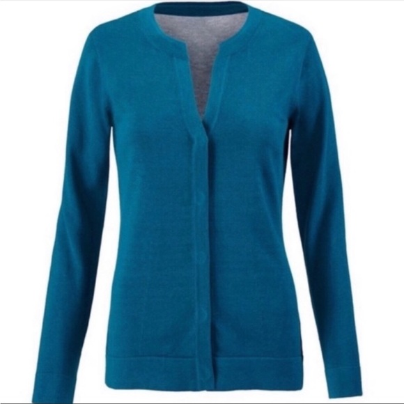 ⭕️ PRICE FIRM CAbi Size XS Ever Teal Mesh Back Snap Front Cardigan - Picture 4 of 10